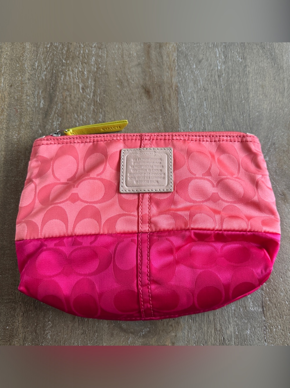 Coach Two-Tone Pink & Coral Signature Pouch